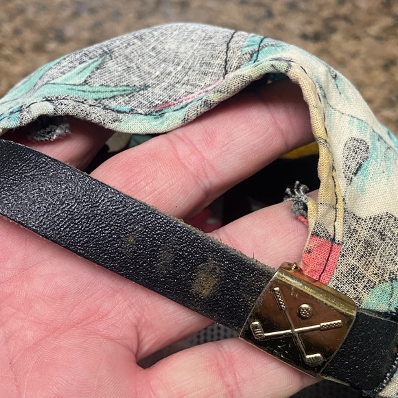 Vintage 1980s Gray Floral Strap Back Golf Running Retro Baseball Hat Cap - Picture 2 of 6